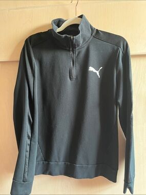 Puma Black Pullover Half-Zip with White Puma Logo